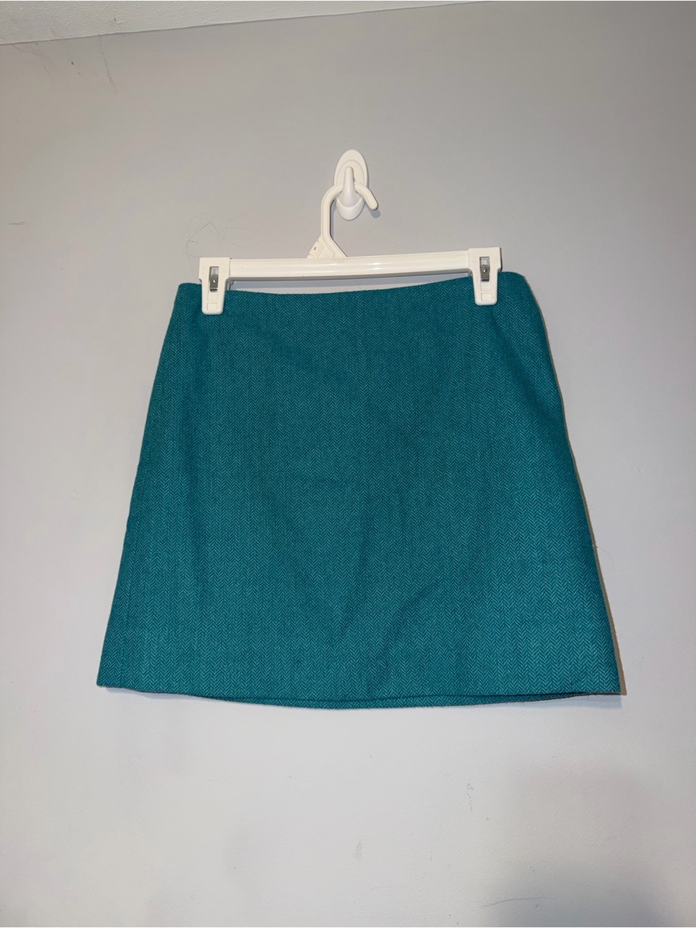 J.Crew teal herringbone mini skirt